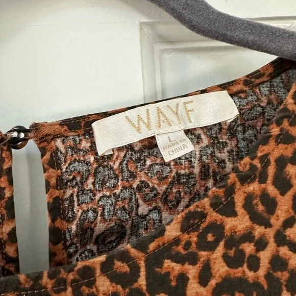 WAYF Womens Velma Animal Print Ruffled Babydoll Dress Sz L - Picture 6 of 9